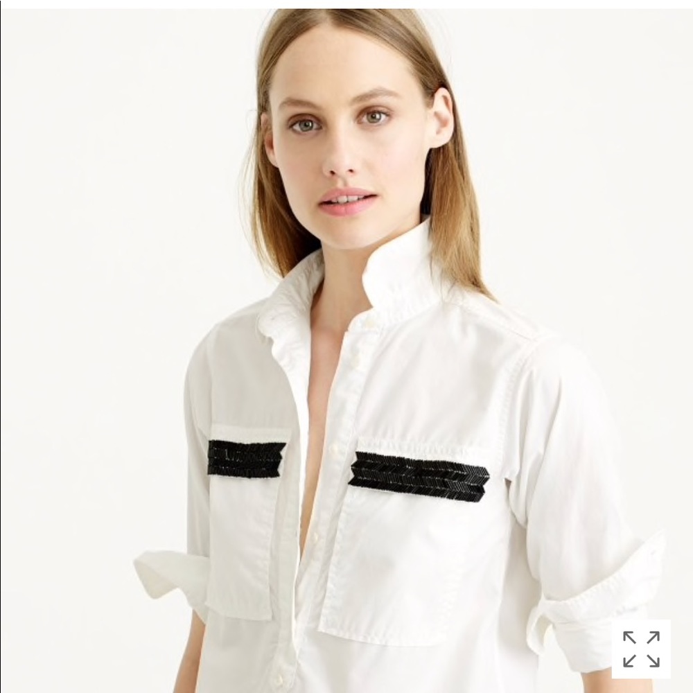 J Crew beaded white shirt
